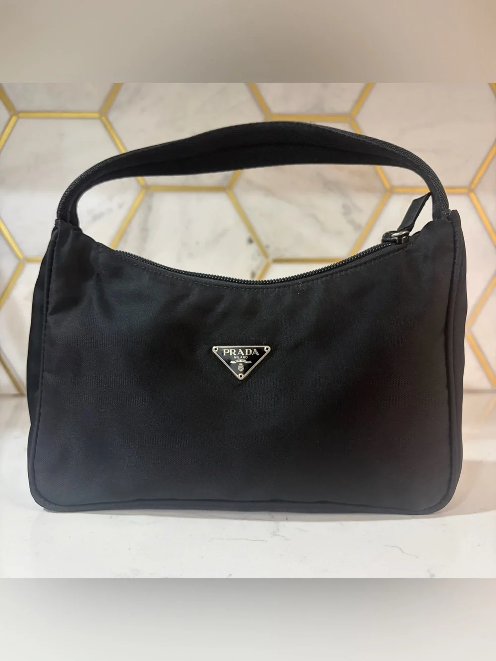 🔥Authentic Prada Tessuto Nylon Mini Hobo Bag | Black | (Reissue $1320.00)